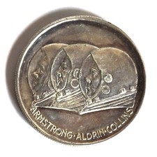 Medaglia stile moneta Apollo 11 Luglio 1969 Armstrong Aldrin Collins sbarco Luna