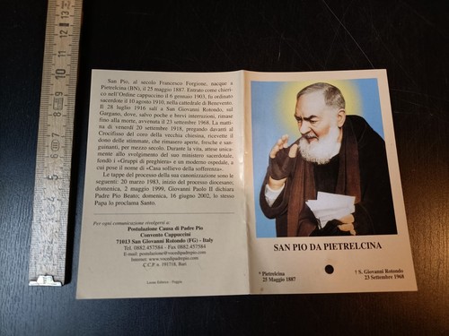 Santino reliquia padre pio - padre, da