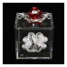 31865-rosso Bomboniere Scatolina Quadrifoglio fiore cristallo Santa Cresima