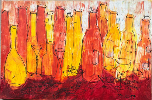 Bottiglie gamberetti quadro - gamberetti,