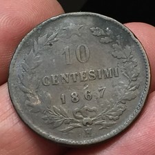 REGNO D'ITALIA - VITTORIO EMANUELE II° - RARA MONETA DA 10 CENTESIMI - 1867 - H