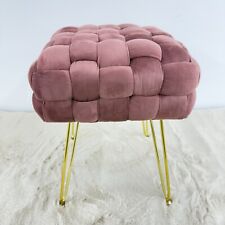 Pouf Intrecciato Venezia In Velluto Rosa