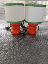 Coppia abatjour da comodino tavolo Arancione paralume in tessuto vintage  60/70