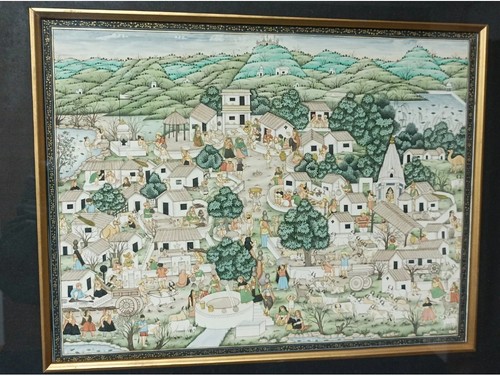 Quadro scena villaggio indiano