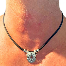 Collana con ciondolo rosa dei venti da uomo catenina girocollo lunga 45 cm donna