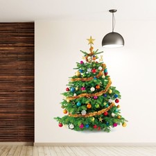 Adesivi murali albero di Natale in PVC fatti a mano vetro finestra decalcomania decorazione casa