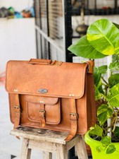 Borsa a mano 15" in pelle di prima scelta vintage per laptop messenger valige...