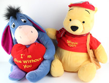 Coppia Due Pupazzi Peluche Winnie The pooh Ih Oh Vintage da Collezione 50 cm