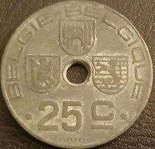 BELGIO MONETA 25 CENTS 1943