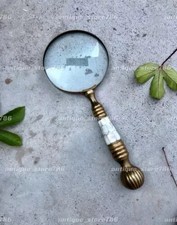 Antico Ottone Mano Lente D'Ingrandimento Nautico Palmare di Ingrandimento da