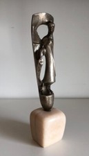 RARA SCULTURA STATUA MARIO GIANSONE (1915-1997) TORINO ARGENTO 800 BASE MARMO