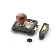 Serratura a cerchio reggenza in ghisa palissandro rotonda pomelli porta panino ottone anticato