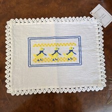 Centrino Ricamo uncinetto Vintage ricamato a punto croce con pulcini Centro 