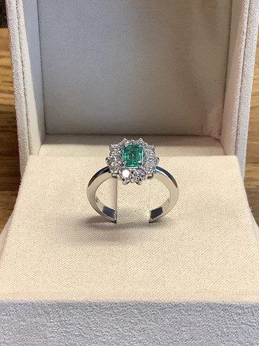 Anello smeraldo brillanti f - anello, e