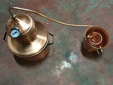 DISTILLATORE ALAMBICCO IN RAME 22 LT. A SERPENTINA, NEW,  TERMOMETRO ED ISTRUZI