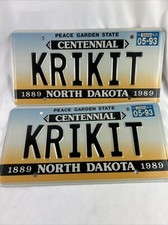 Set 2 Targhe Centenario North Dakota KRIKIT 1989 con schede 1993
