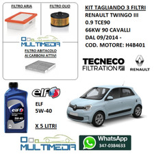 KIT TAGLIANDO 3 FILTRI OLIO ORIGINALE ELF 5W40 RENAULT TWINGO III 0.9 66KW 90 CV