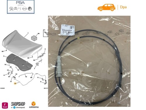 Cable commande capot - de,