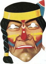 Maschera di CARNEVALE_INDIANO PELLEROSSA ( 3 ).................anni 60.