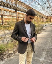 Giacca blazer sartoriale Lanificio F. Cerruti check lana misto cashmere 