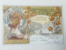 CARTOLINA PUBBLICITARIA TESTOLINI FRERES VETRI MOBILI VENEZIA DONNINA FRANCE 