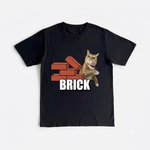 Maglietta brick cat meme - maglietta,