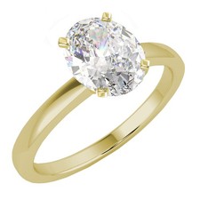 Anello di Fidanzamento Diamante Solitario 1,2 Ct Taglio Ovale VS1/E Oro Giallo 14K