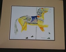 Carolyn Kay Bellis stampa giostra cavallo firmato numerato 1/13 artista californiano