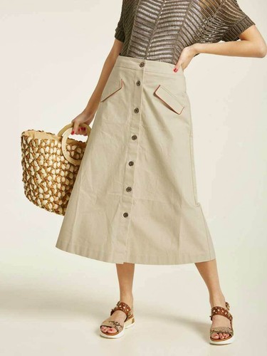 Gonna heine beige midi - midi, esposta