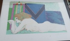 BRUNO CARUSO - Donna sdraiata - litografia (1974) 