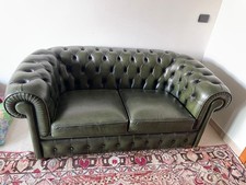 Divano Chesterfield made in Italy verde in pelle ottime condizioni