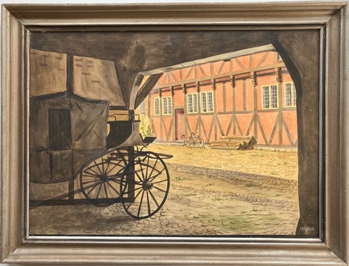 Acquerello maneggio scuderia