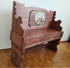 Panca Antica RITIRO ! Country Legno NOCE  DIPINTO OLIO Vecchia Panchina Vintage