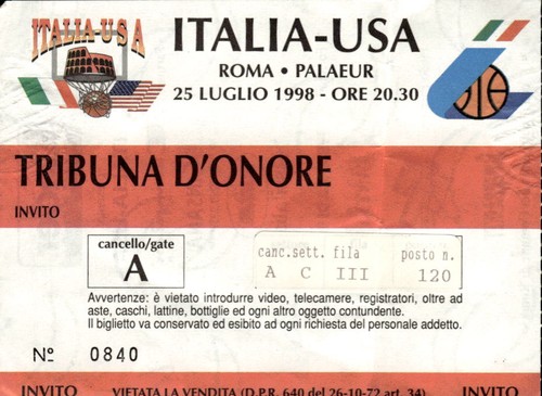 Biglietto tribuna onore - tribuna, d'onore