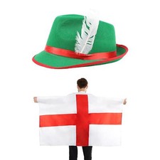 ENGLAND FLAG CAPE & GREEN HAT