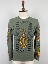 Camicia uomo Andrew Mackenzie verde stampa grande manica lunga girocollo taglia L