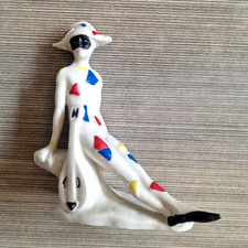Statuina Capodimonte Arlecchino maschera carnevale in porcellana smaltata RARA!