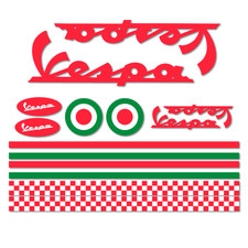 Kit Adesivi STAR SAM® per Casco Vespa Italia Vinile Rosso / Nero Adesivo Vespa