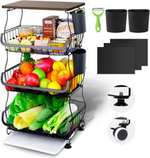 3 Strati Carrello Porta Frutta E Verdura Portafrutta a Ripiani Carrellos Con Ruo