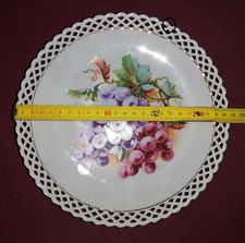 4 piatti Bavaria Schumann Arzberg Bordo traforato Ceramica dipinta con frutta