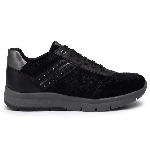 Geox sneakers nera camoscio - geox, in