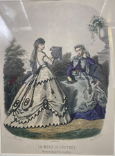 QUADRO STAMPA LITOGRAFIA MONDO ELEGANTE MODE PARIGI PARIGINE DONNE IN ABITO