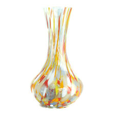 Murano Vaso di Vetro Giallo Rosso Multicolore Fatto a Mano Millefiori 19cm Alto