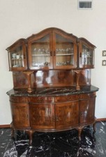 Antiquariato - Sala da pranzo con 2 buffet credenza/specchiera, tavolo + 6 sedie