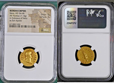 Nero. AD 54-68. AV Aureus (18 mm, 7,14 g, 6 ore). Roma come nuova. Colpo circa AD 64. NGC