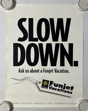 Poster Pubblicitario Vintage Originale Retrò Funjet Vacanze Rallentamento Promo