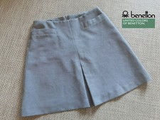 BENETTON Particolare GONNA MINIGONNA Casual GRIGIO - TASCHINI e Finto SPACCO 40