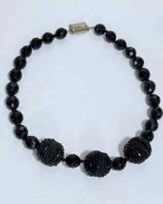 Vintage Firmata Ugo Correani Faceted Nera beaded Collana