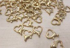 20 Ganci Moschettoni 2 cm Chiusure Cuore Collane Bracciale Dorati Bigiotteria 