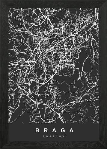 Braga mappa portogallo quadro - braga,